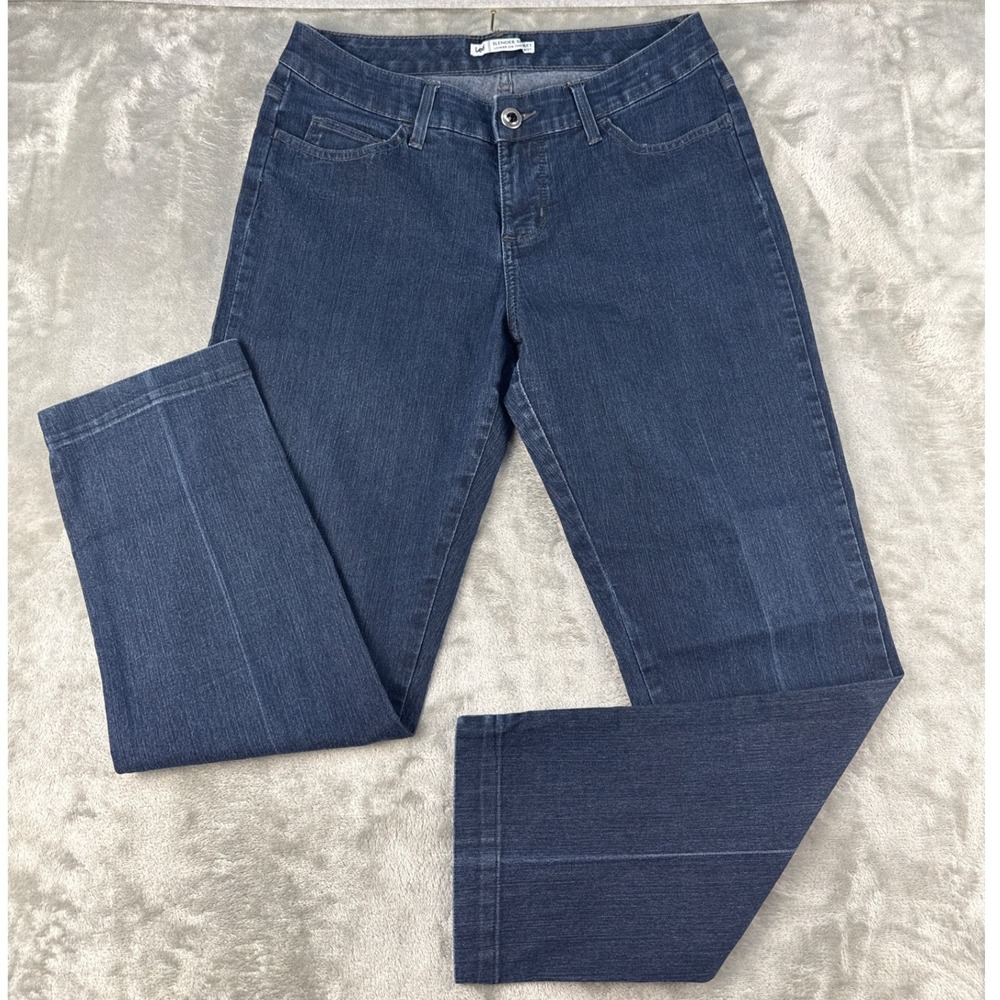 Lee Jeans Womens 8 Petite Slender Secret Blue Lower Waist Embroidered EUC